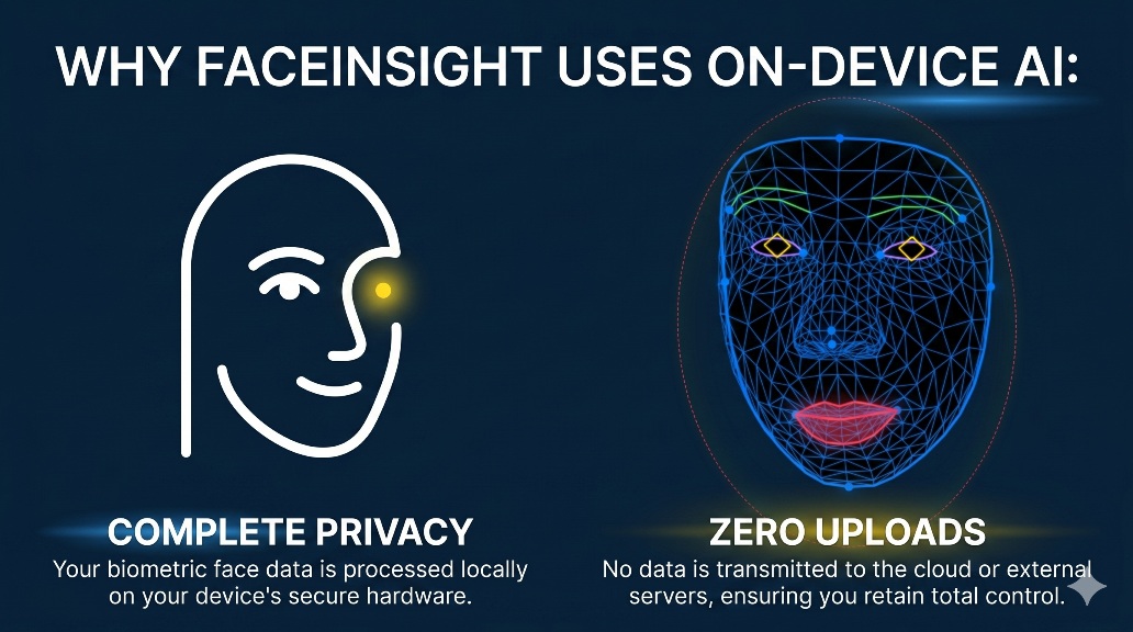 FaceInsight Uses On-Device AI: Complete Privacy, Zero Uploads
