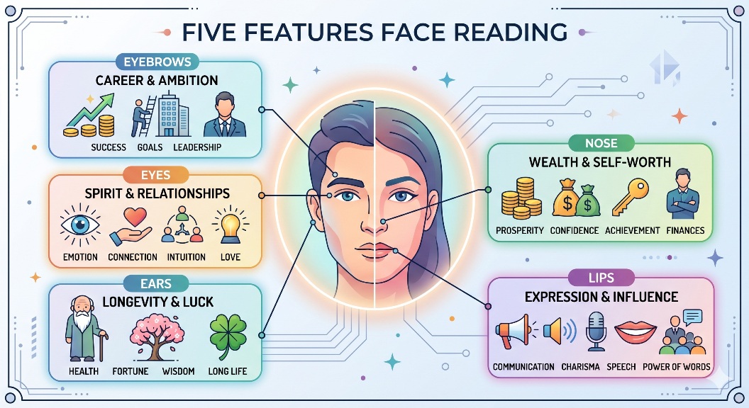 Five Features Face Reading
